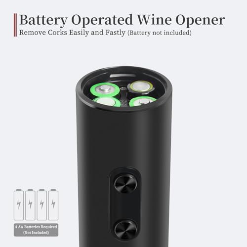 Image of PEIPU Electric Wine Opener Set, Battery Operated 5-in-1 Wine Gifts for Wine Lovers with Storage Base, Foil Cutter, Wine Aerator Pourer & Vacuum Stoppers, Onyx Black