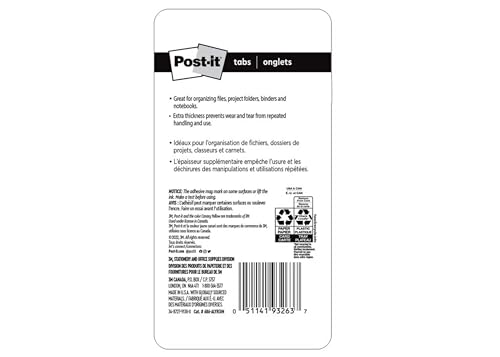 Post-it Abas, 7,6 cm, sólidas, cores primárias sortidas, 6 abas/cor, 4 cores, 24 abas/pacote (686-AL