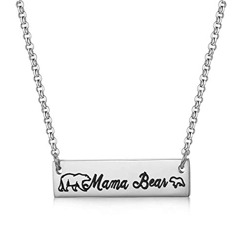 Collar mamá bar personalizado de acero inoxidable colgante grabado Mama Bear para mujer