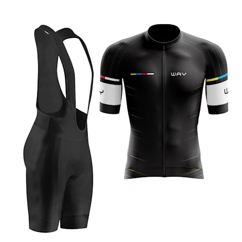 Conjunto de Ciclismo Masculina Camisa Premium Bretelle de Gel MTB (Line colors, G)