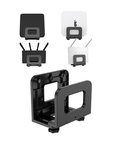 TYAMTOGSM Cable Box Wall Mount for WiFi Router/Modem Shelf for Apple TV/ROKU,Compatible with Media Player/Switch/WII/Power/Mini pc/Mac mini Fixed by Adhesive or Screw (Black)