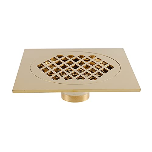 Desagüe de Suelo Cuadrado de 15 x 15 cm, latón Antiguo, Cepillado, Dorado, Oro Rosa, Negro, Bronce y Bronce Rojo. Desagüe de Suelo para Ducha de baño. Cubierta de desagüe (Plateada).