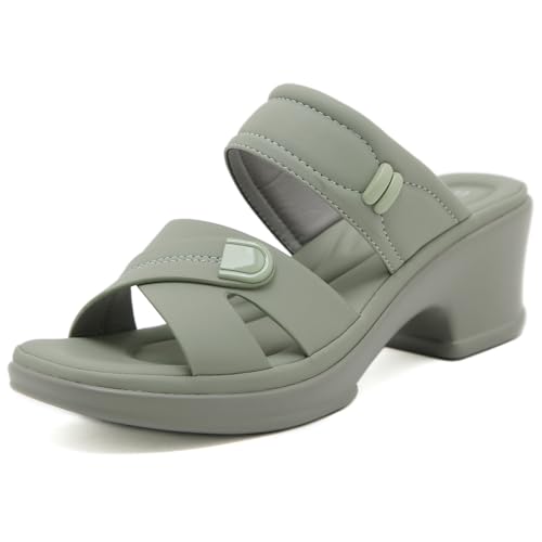 Sandales mules à talon bloc et double bride pour femme
