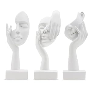 Irayin 3 Pcs Thinker Statue, Modern Home Resin Sculptures, Abstract Art Ornaments Modern Home Decor, Collectible Figurines for Living Room, Office, Bookshelf, Desktop(White)