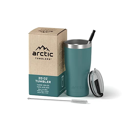 Arctic Tumblers | 20 oz Baltic Sea Insulated Tumbler with Straw & Cleaner - Retains Temperature up to 24hrs - Non-Spill Splash Proof Lid, Double Wall Vacuum Technology, BPA Free & Built to Last