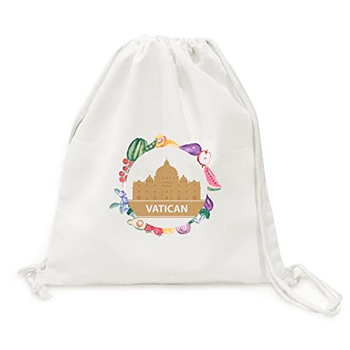 Sac en tissu pliable jaune avec motif vatican pour fruits et légumes