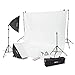 Produktbild Walimex Pro Premium Fotostudio Set inkl. 2X Lampenstativ mit 2X LED Softboxen 40x60cm Bi Color und komplettem Teleskop Hintergrundsystem 120-307 cm mit Stoffhintergrund weiß