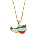 SHOUJIQQ Map of Somaliland Pendant Necklaces - Women Men Charm Hip Hop Clavicle Chain Jewelry, Ethnic Maps Country Flag Necklace for Sweater Thin Chain Party Chic Gift,Yellow,45Cm Chain