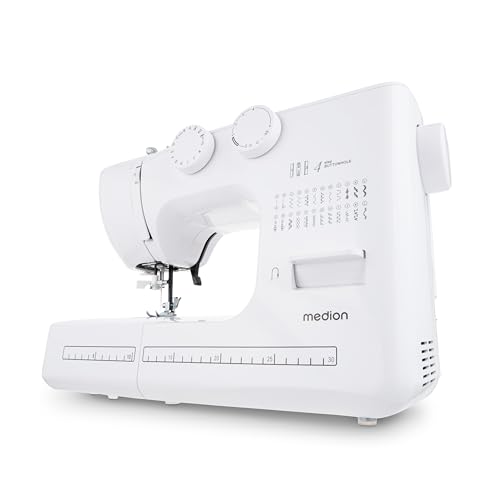 MEDION Freiarm-Nähmaschine SM60 (60 Watt, 60 verschiedene Stichmuster mit Knopflöchern, LED...