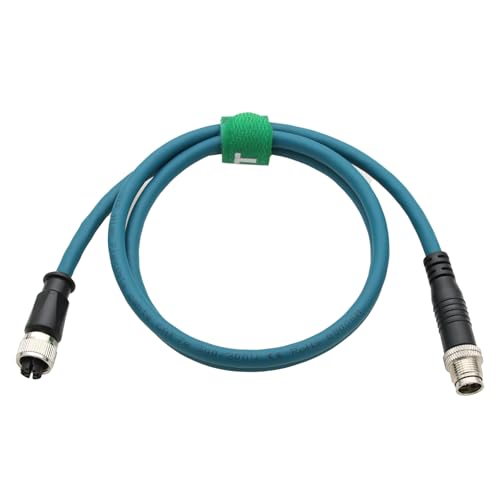 HangTon M12 8 Pin X-Coded Machine Vision Sensor Code Reader Camera Ethernet Network Extension Cable for Basler Cognex DataMan Kathrein Keyence Baumer Sick Datalogic Railway Automation 1M