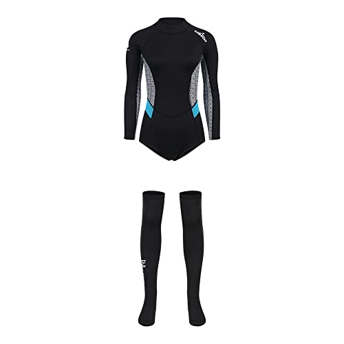 Alstorpha Wet Suits for Women in Cold Water 2mm Neoprene Wet Suit Suitable for Swimming, Surfing, Snorkeling (L, Black)