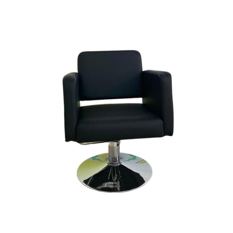 Genérico Sillón para Profesionales de Peluqueria - Silla tapizado en Color Negro para Barberías - Sillón Cuadrado Base Redonda para Salones de Belleza