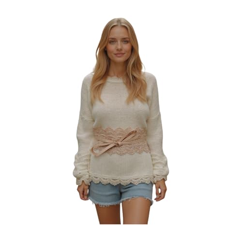 Women Wide Floral Lace Fabric Waistband Wrap Around Chic Fashion Tie Belt Size S M L4