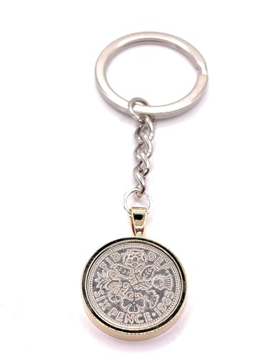 Llavero de seis peniques GLD macizo de 1965 con acabado de lujo