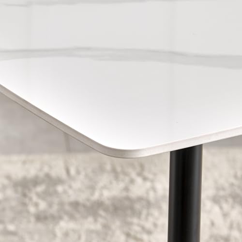 Image of Home Centre | Helios Leo 6 Seater Tables | Table for Home | Sintered Stone, Metal | White | 1 Year Warranty