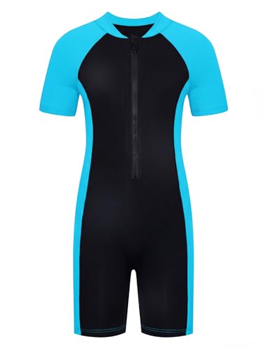 Image of Girls One Piece Swimsuit UPF 50+ Rash Guard with Front Zipper for Ages 3-14