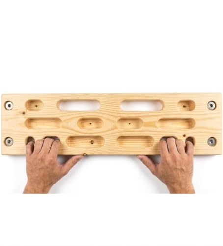 Image of Wooden Rock Climbing Hangboard - Premium Hardwood Fingerboard for Bouldering & Grip Strength Training - Ergonomic Design with 20mm Edges, Jugs & Pockets - Skin-Friendly Home Gym Equipment (20 inch x 6 inch)