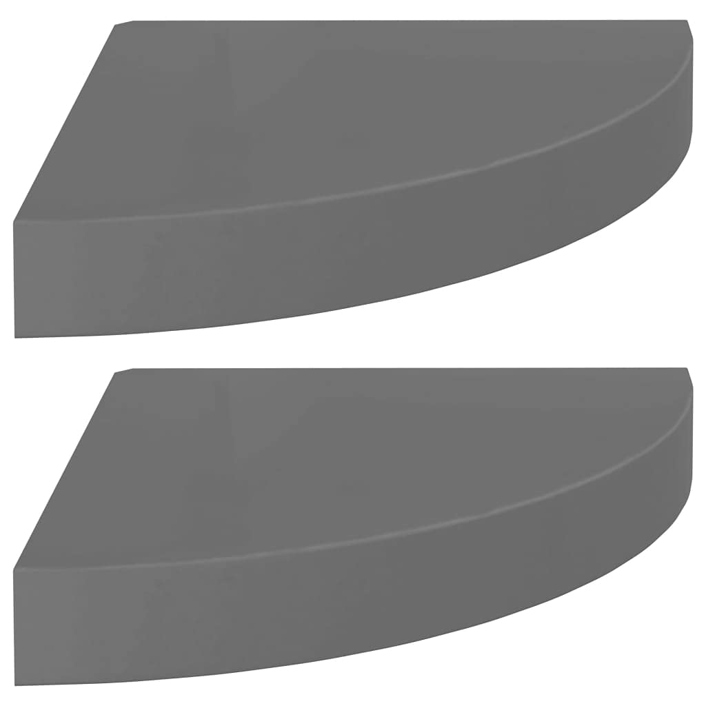 Set di 2 mensole da parete in MDF grigio lucido, 25 x 25 x 3,8 cm, piccole mensole per camera da letto, soggiorno, bagno, cucina, espositore per CD, elegante e funzionale