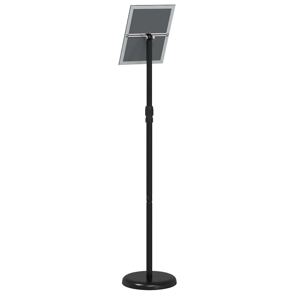 Support d'exposition en aluminium noir réglable en hauteur 95-128 cm pour foires et événements 25 x 25 x 125 cm