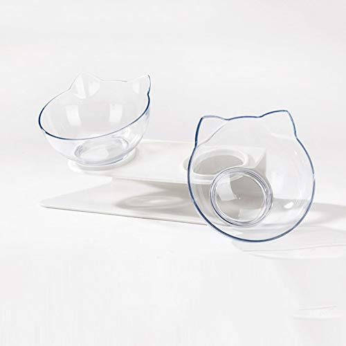 Image of Luck Dawn Clear Replace Cat Bowl for Cat Elevated Bowls, 15 Degree Tilted Design Neck Guard Stand Raised Pet Food Water Feeder Bowl for Cats or Small Dogs