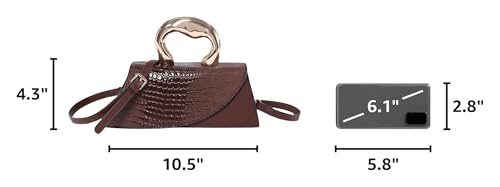Image of Women Vegan Leather Evening Handbag Crocodile Pattern Handle Clutch Purse Cross Body Envelope Bag