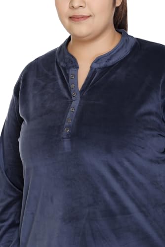 Image of In Love Women's Velvet Plus Size Cotton Shirt Palazzo Co-ord Set