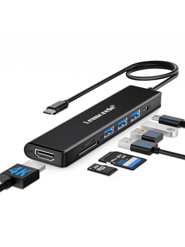 Lemorele USB C Hub 7-in-1 Type-C Hub with 4K HDMI, 1xUSB 3.0, 2xUSB 2.0 &TypeC 3.0, PD100W Port, SD/TF, Docking Station for Android Phones, iPad, Perfectly Compatible with MacBook Thunderbolt 3/4 Port