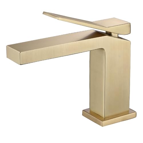 Mitigeur chaud froid pour salle de bains design contemporain or brossé