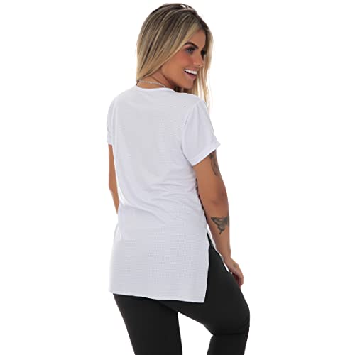KIT 2 BLUSAS DRY FIT TAPA BUMBUM TECIDO POLIAMIDA RETÉM SUOR (GG, Branco/Preto)