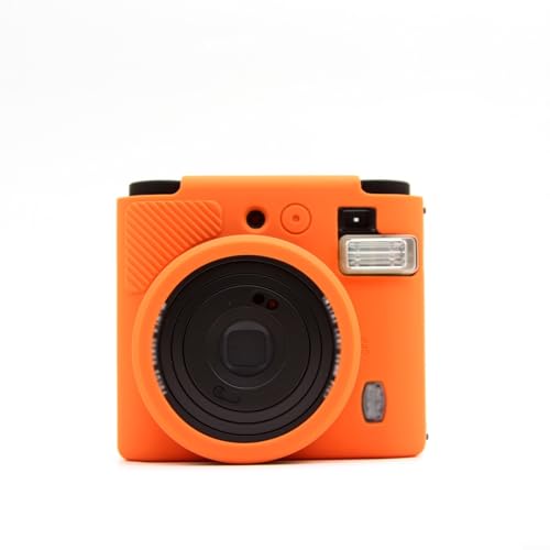 Glewi Funda de silicona para cámara Fujifilm Instax para MINI 99, funda suave a prueba de golpes con recortes precisos, piel protectora en BlackGlewi (naranja)