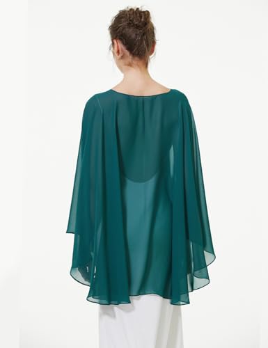 BEAUTELICATE Women Chiffon Capelet Wedding Bridal Cape Sheer Overlay Poncho Stole3