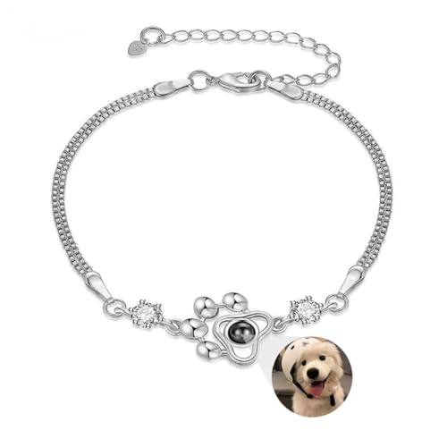 Personalisiertes Foto-Projektionsarmband, Hundepfoten-Gedenk-Anh&auml;nger, Armband f&uuml;r Hunde- und Katzenbesitzer, individueller Druck, Foto-Hundepfoten-Armband (Stil A)