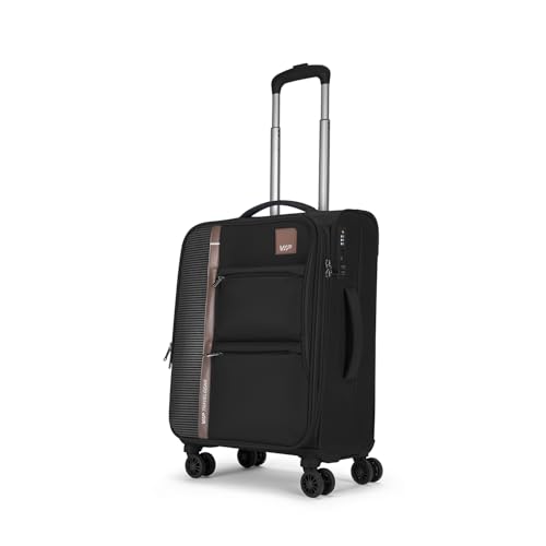 Image of VIP Grande 8 Wheel Cabin (Small Size) Soft Case Trolley Bag | TSA Lock | Expandable Polyester Luggage | 3 Year International Warranty | Anti-Theft Zipper | 58 CM Suitcase for Travel | Black