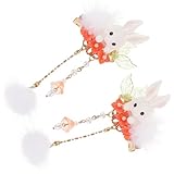 ABOOFAN Osterhasen Haarspangen für Pompon und Quaste 1 Paar Bunte Haarnadeln aus Strapazierfähigem Material für Schule und Party