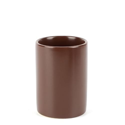 WPM 4 Piece Ceramic Bathroom Accessories Set - Brown - Our Complete Bath Decor Kit Includes Designer Soap or Lotion Dispenser - Toothbrush Holder - Tumbler - Soap Dish