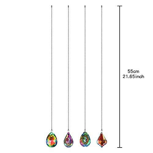 Image of 4 Pieces Crystal Ceiling Fan Pull Chain Rainbow Maker Pull Chain Extension with Connector