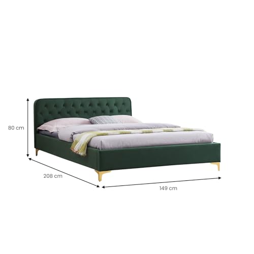 CARO-Möbel Polsterbett Glamour mit edlem Samtbezug in grün Doppelbett Bettgestell 140x200 cm im Barockstil, inkl. Lattenrahmen