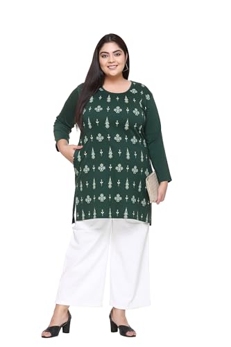 Image of In Love Women's Plus Size Printed Long Tops, Round Neck 3 /4 Sleeve Relaxed Fit Longline T-Shirt Tunic