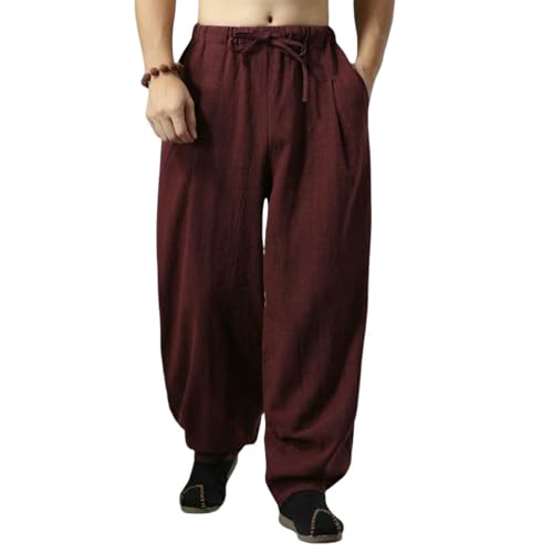 Pantalon large homme coton lin style chinois ethnique fluide été