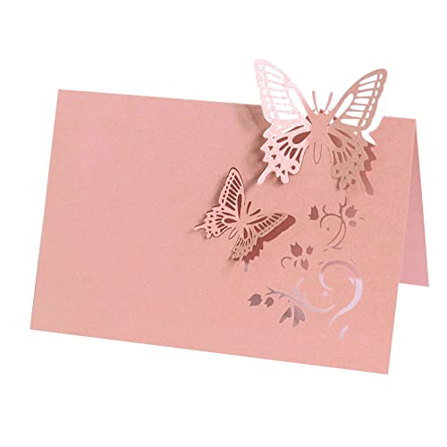 Lot de 50 Marque-Places de Table Papillon Évider Cartes de Place de Nom de Mariage Papier Nacré Cartes de Numéro de Table Cartes de Voeux Décoration de...