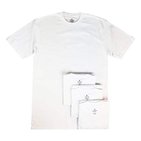 Stafford Men’s Tall/Extra Tall 100% Heavy Weight Cotton Crew Neck Undershirt, White, Short Sleeve, 4 Pack (Large Tall (LT)) Cover