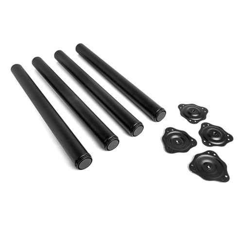 VERDU Patas para Mesas - Juego De 4 Patas Mesa De Acero De Alta Resistencia, ø60mm, Altura De 710mm, Regulación hasta 10mm, Soporte Superior En Zamak, Varios Acabados Disponibles (Negro)