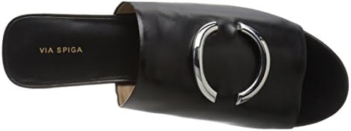 Via Spiga Women's Helena Slide Sandal, Black Leather, 5.5 M US | Image 4