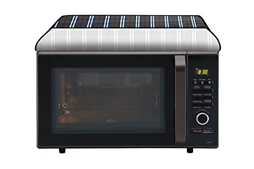 Image of Stylista Microwave Oven Cover for LG 28 L Convection MC2886BRUM Checkered Pattern Grey
