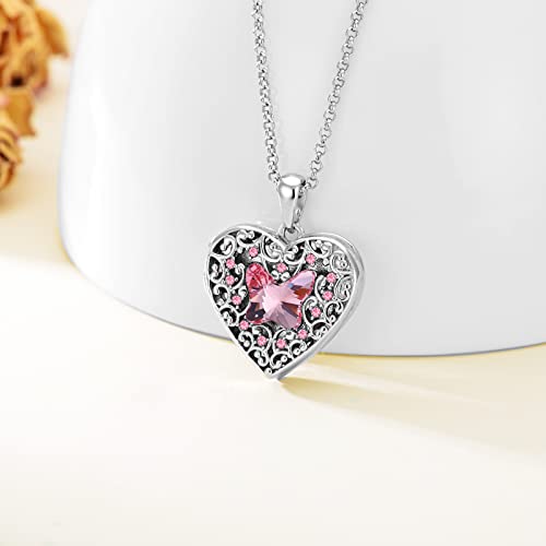 Dorunmo Heart Locket Necklace That Holds Pictures 925 Sterling Silver Butterfly Crystal Locket Personalized Custom Photo Pendant Necklace Memorial Necklace Jewelry Gifts For Women Girlfriend Girl Birthday Anniversary #TOP1