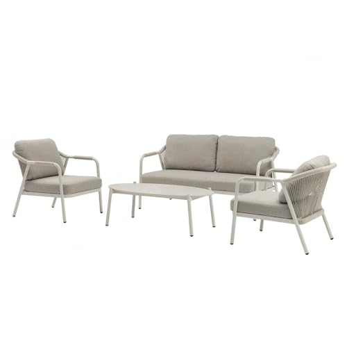LOLAhome Conjunto Exterior Deluxe Tanya, Beige, Aluminio y Cuerda