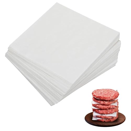 200Pcs 6 X 6 Square Burger Paper Sheets,15X15cm Non Stick Wax Burgerpapers,Greaseproof Parchment Paper,Waxpaper Sheets for Foods Seperating Patty Meat Beef Cookies Storing Cake Tin