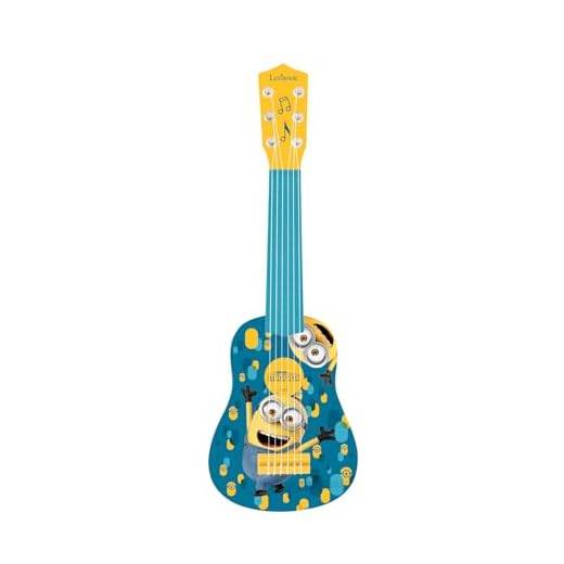 Lexibook, Mi Villano Favorito, Minions, Mi Primera Guitarra, 6 Cuerdas de Nylon, 53 cm, guía incluida, Azul/Amarillo, K200DES