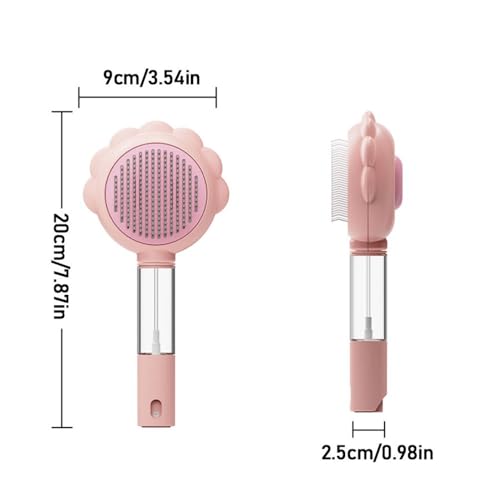 Image of Self-Cleaning Spray Cat Brush for Shedding, Deshedding Dog Spray Brush with Water Spray & One-Click Hair Release for Long /Short Haired Animals (Pink)
