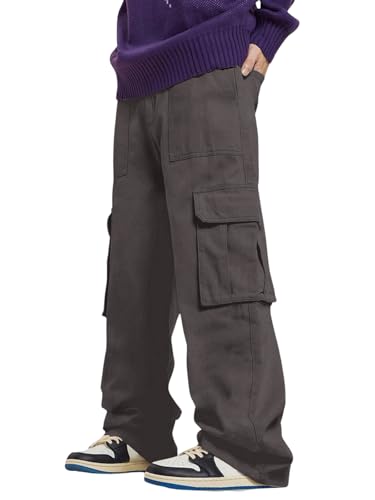 Image of GRECIILOOKS Men's Regular Fit Low Rise Cargos Trousers | Baggy Cargo Pants for Man | Loose Fit | Treck Pent with Multiple Pockets (Available in Plus Size)